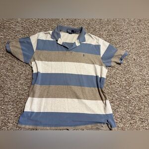 Polo by Ralph Lauren Blue and Tan Striped Shirt